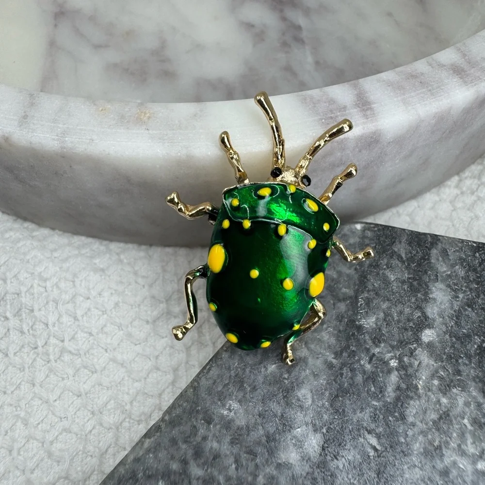 3/$20 Shield Bug Metallic Insect Pin Brooch - Picture 3 of 5